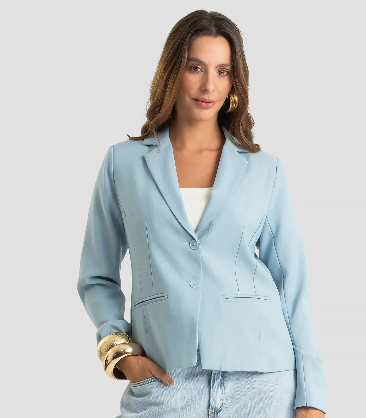Blazer Feminino Em Alfaiataria Forrado Endless Azul — imagem 1