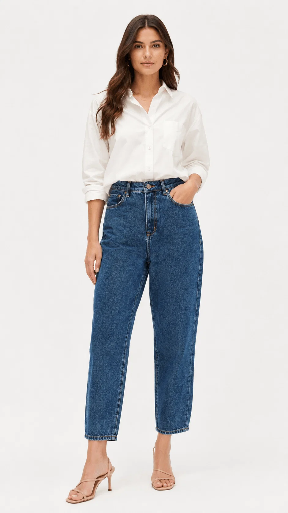Calça Mom Cintura Média - Denim Escuro — imagem 1