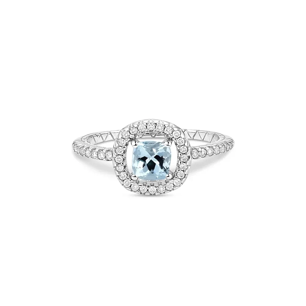 Anel Splendore em Ouro Branco 18k com Água Marinha e Diamantes — imagem 1