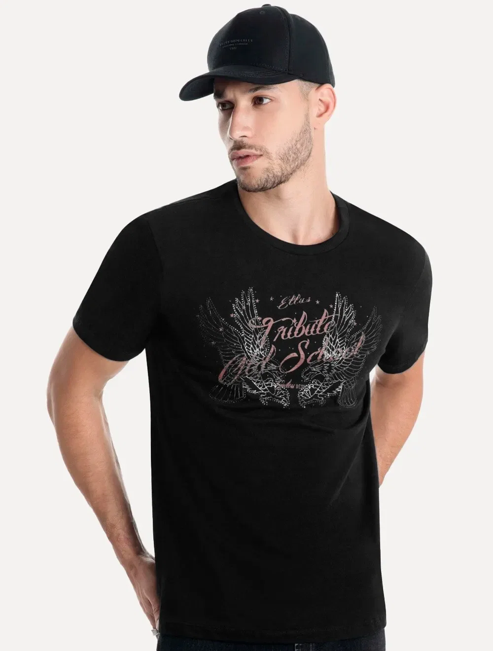 Camiseta Ellus Masculina Cotton Fine Old School Classic Preta