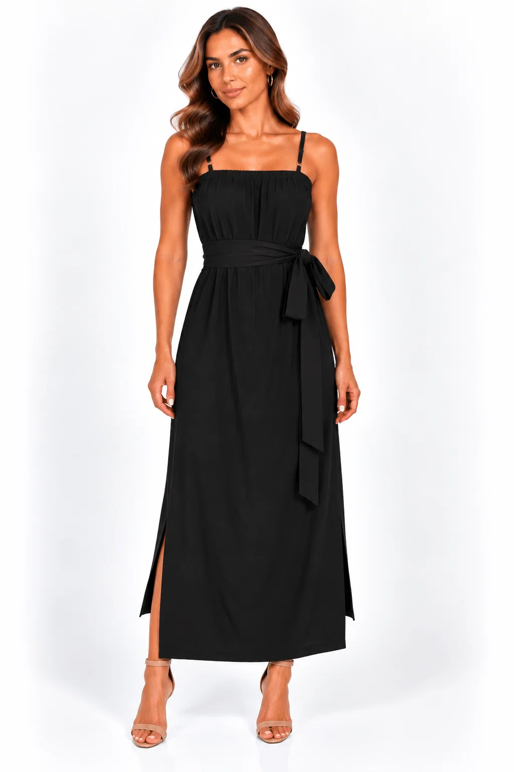 Vestido Midi Detalhe Amarração - Preto