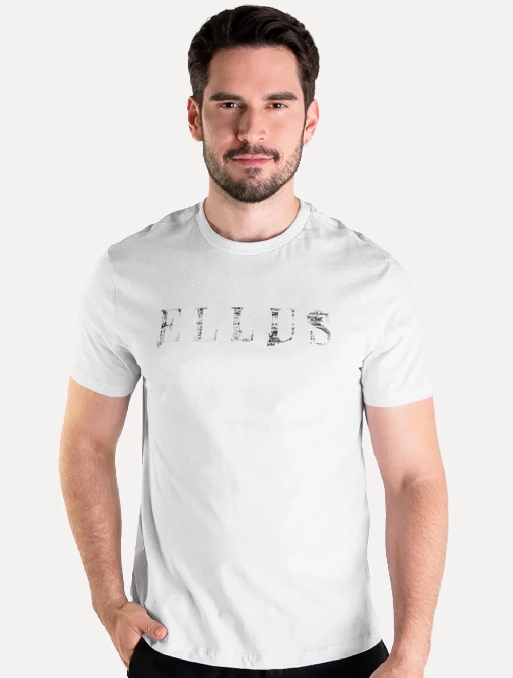 Camiseta Ellus Masculina Basic Blur Foil Cinza Claro