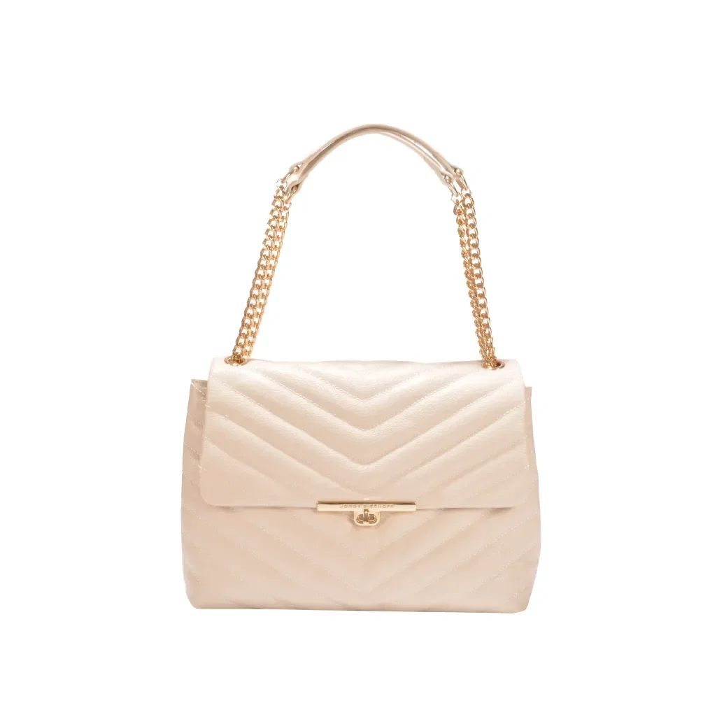 Bolsa De Ombro Mercedes Off White Brulée Couro Matelassê