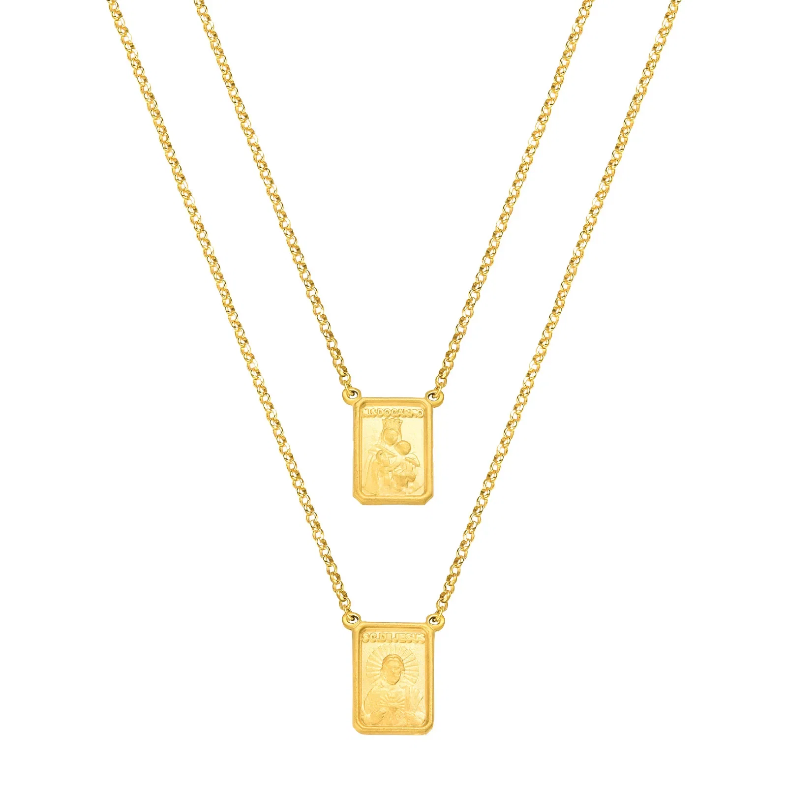 Escapulário Jesus e N.Sra Aparecida em Ouro Amarelo 18k — imagem 1