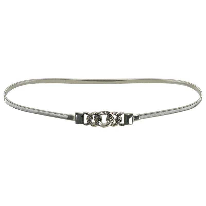 Cinto Feminino Metal Elastico Com Corrente 1cm
