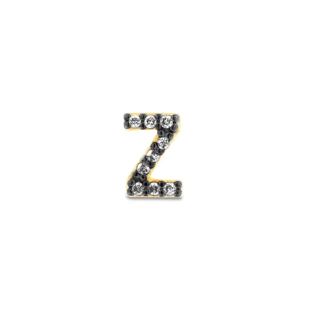 Brinco Único Letra Z em Ouro Amarelo 18k com Diamantes — imagem 1