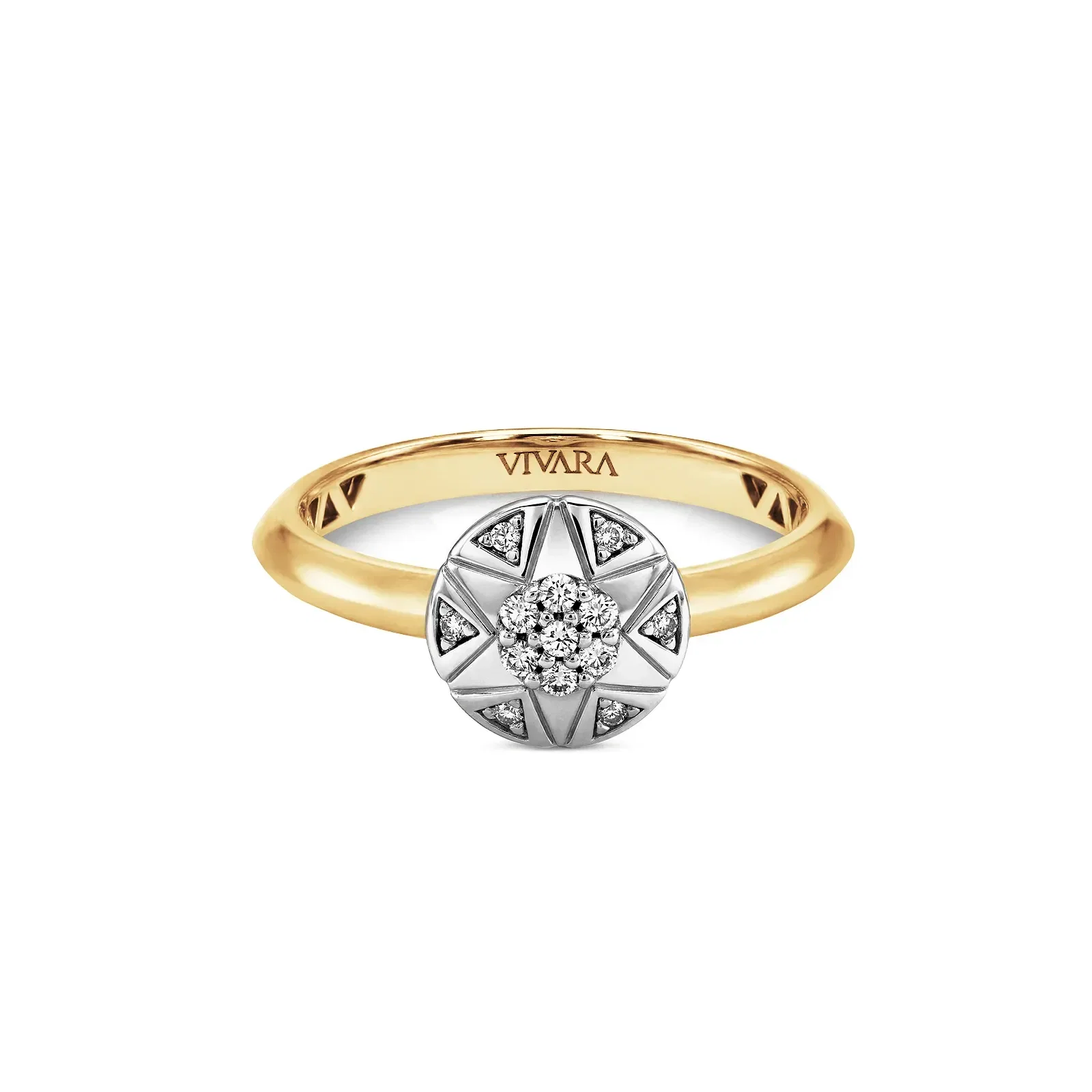 Anel Soleil em Ouro Amarelo 18k com Banho de Ródio Branco e Diamantes, 0,10ct — imagem 1