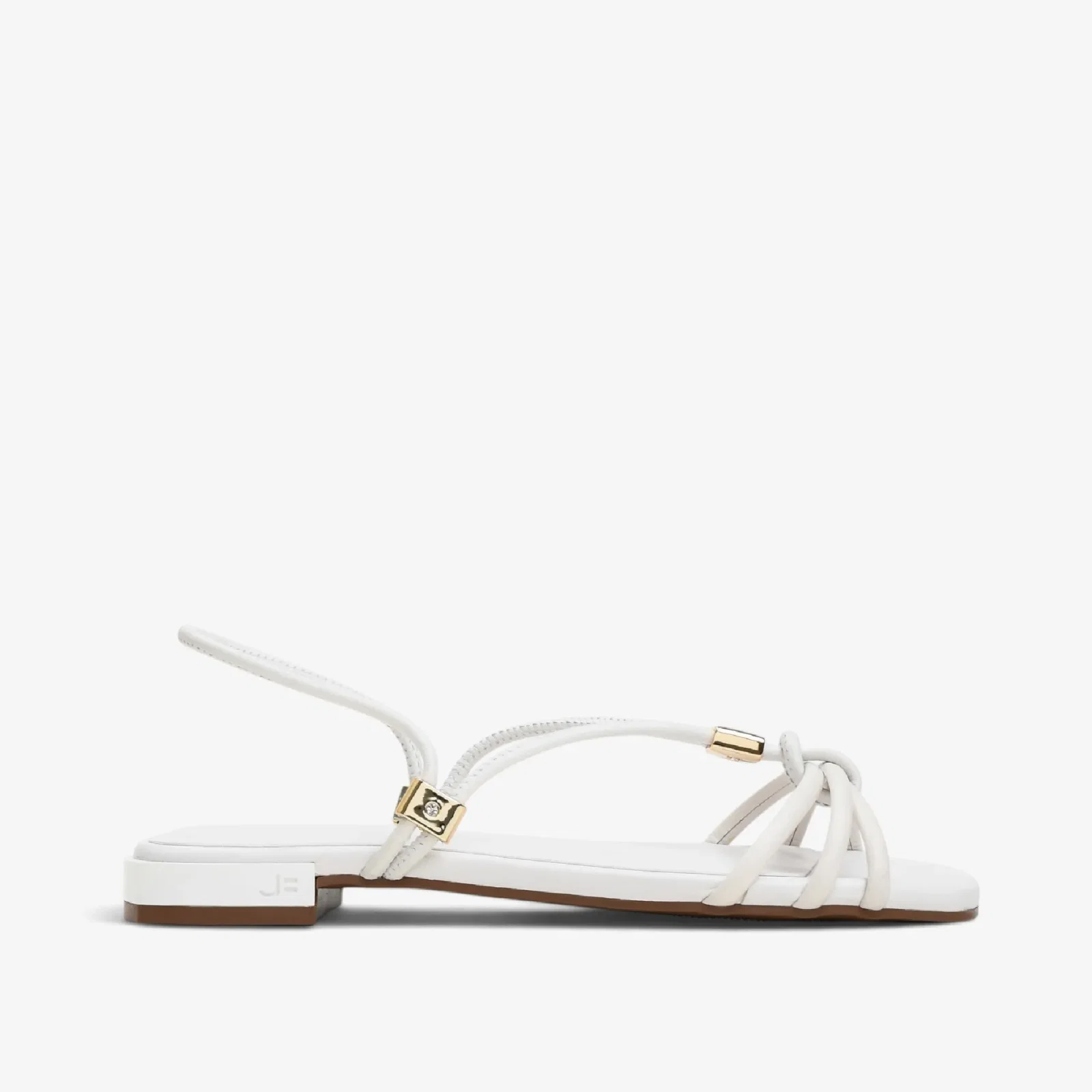 Sandália Rasteira Off White Algodão Couro — imagem 1