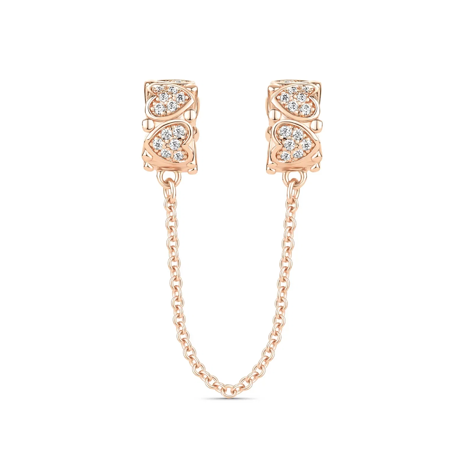 Corrente Life de Segurança em Liga Rosé com Banho de Ouro Rosé 18k e Pedras Incolores — imagem 1
