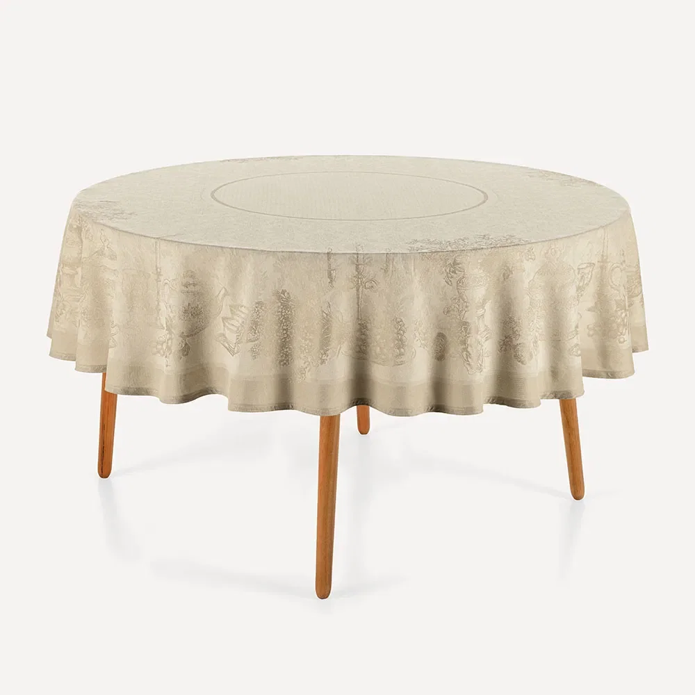 Toalha de Mesa Redonda 6 Lugares 1,78m Louvre Bege