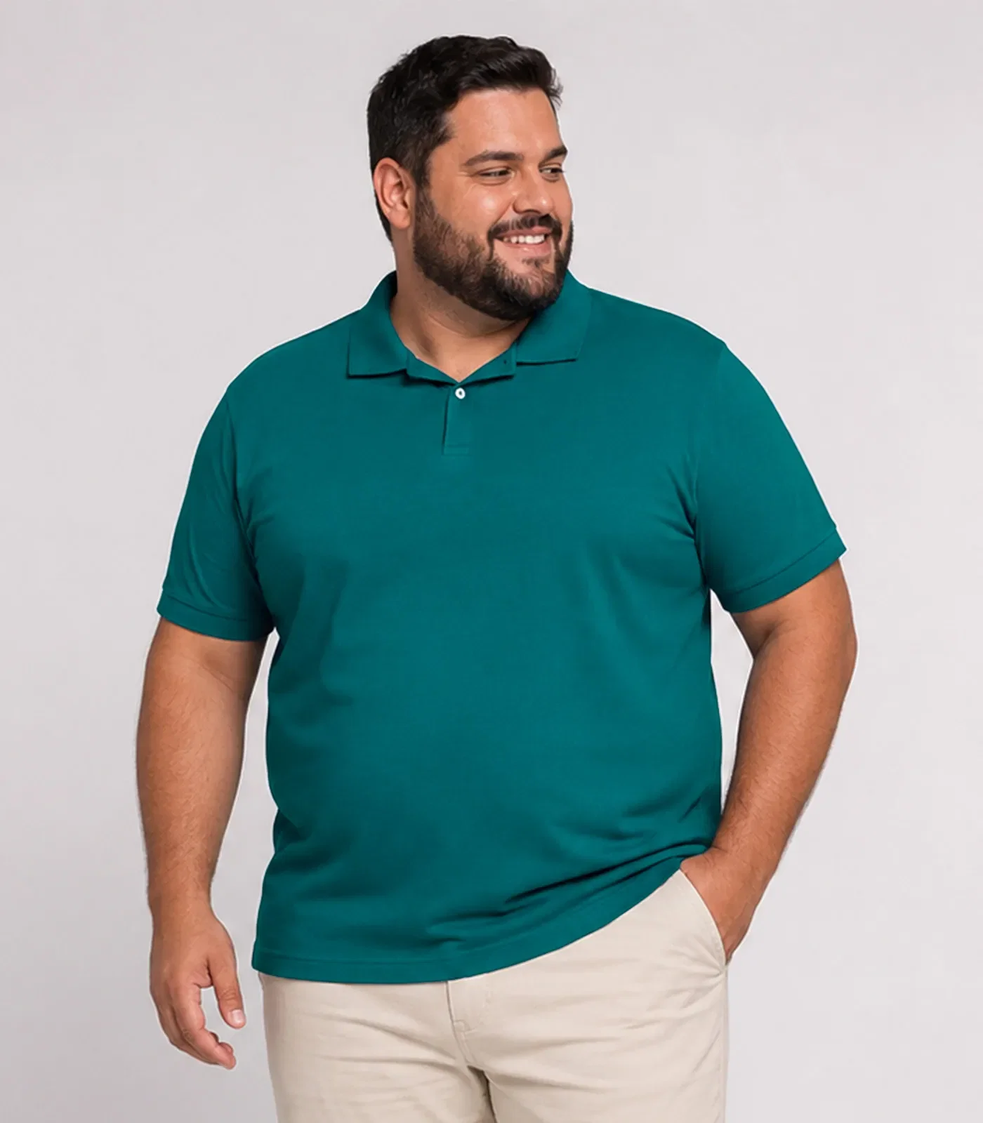 Camisa Polo Masculina Plus Size Manga Curta Select Azul — imagem 1