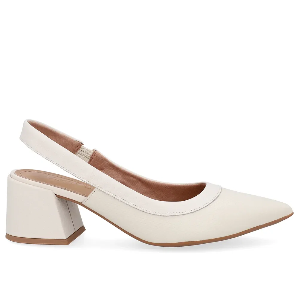 Slingback Branco Marfim Salto Bico Fino — imagem 1