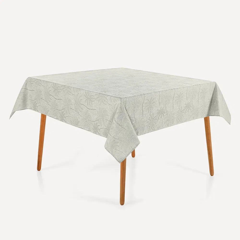 Toalha de Mesa Quadrada 6 Lugares Bali Cinza 1,80mx1,80m