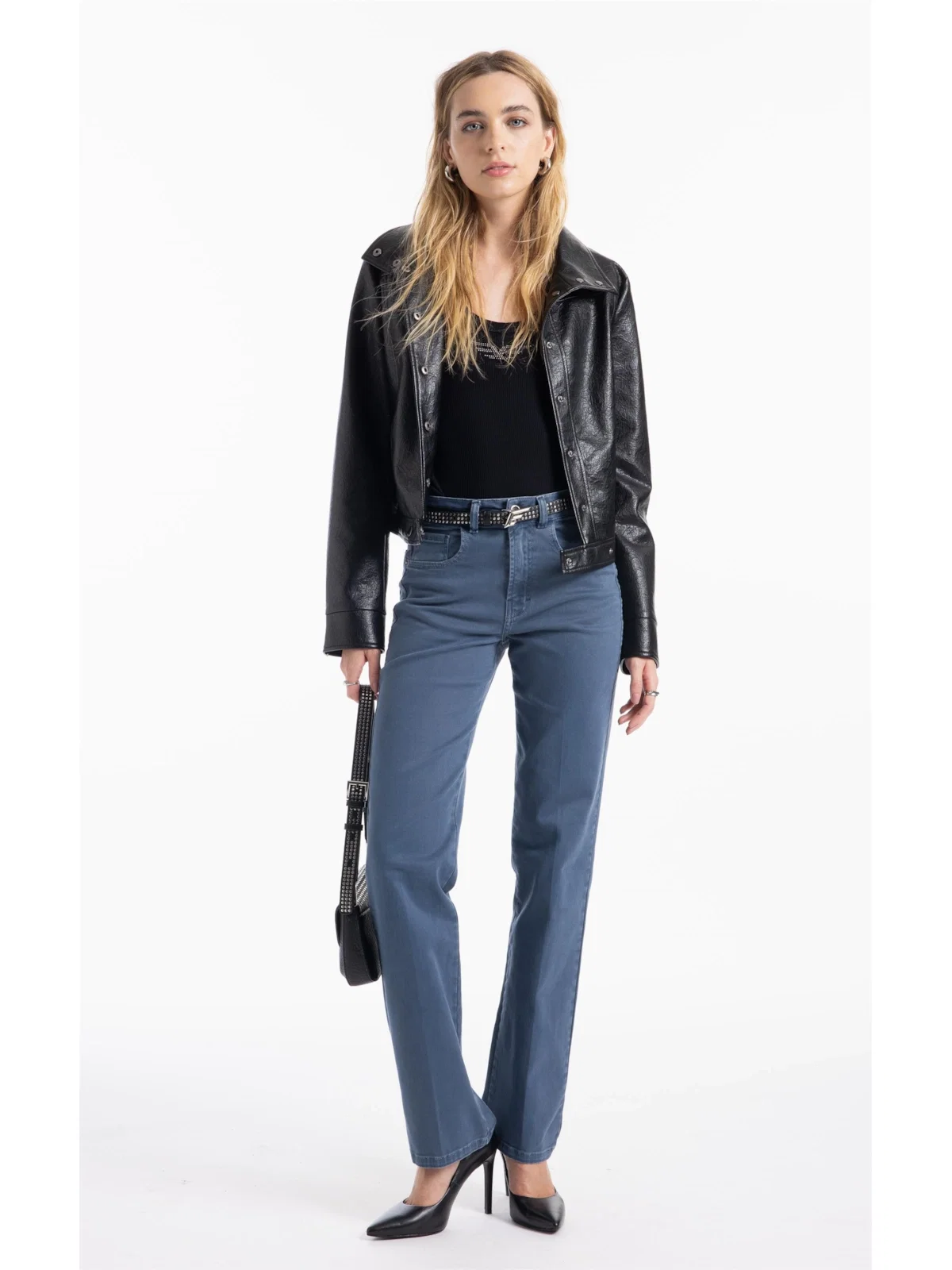 Calça Vintage Denim Color Gisele Azul Carbono — imagem 1