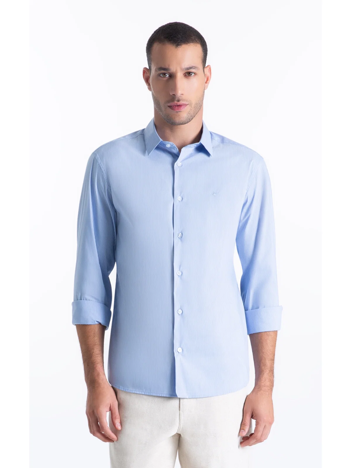 Camisa Tech Blend Ly Leonardo Slim Xangai Ml Azul Bic