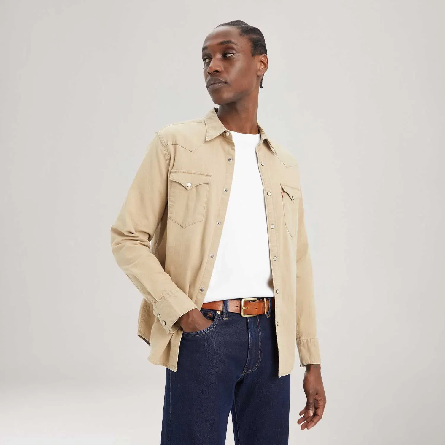 Camisa Levi's® Barstow Western Standard Bege Manga Longa — imagem 1