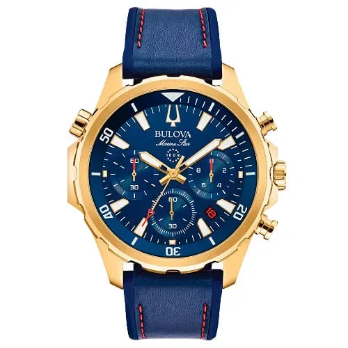 Relógio Marine Star Bulova Masculino Silicone Azul 97B168N