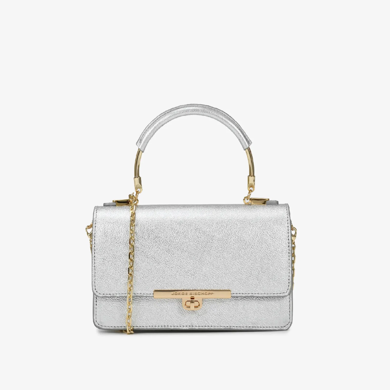 Bolsa Transversal Prata Couro