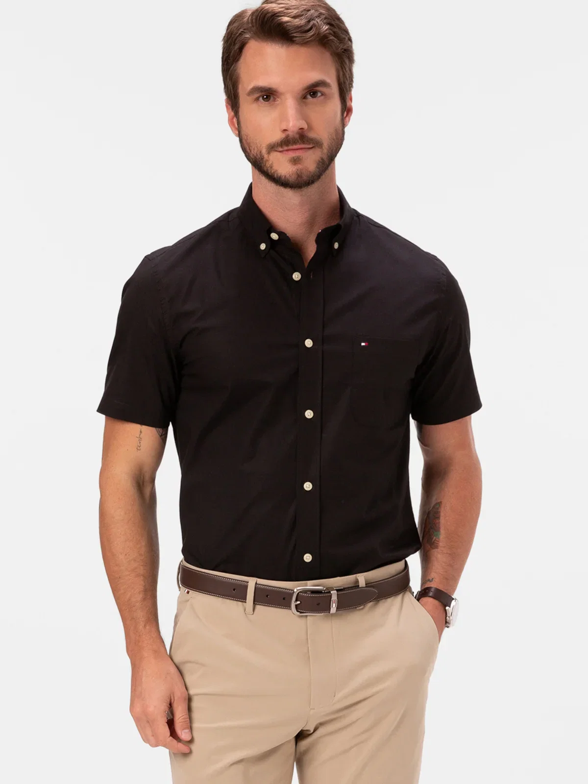 Camisa TOMMY HILFIGER Oxford de Manga Curta — imagem 1