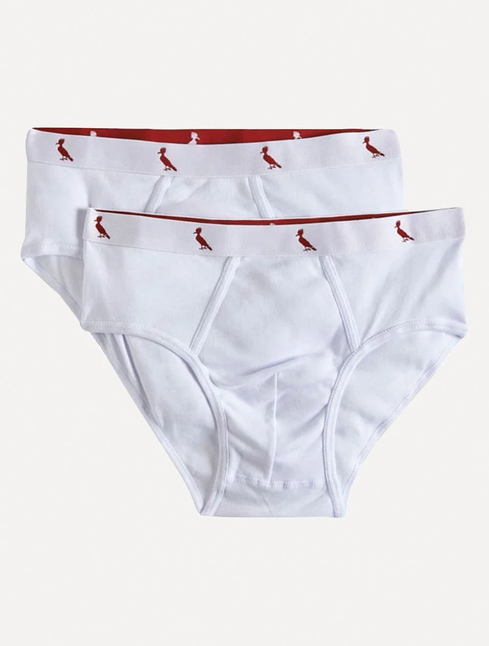 Cueca Reserva Masculina Brief Red Woodpecker Cotton Branca Pack 2UN