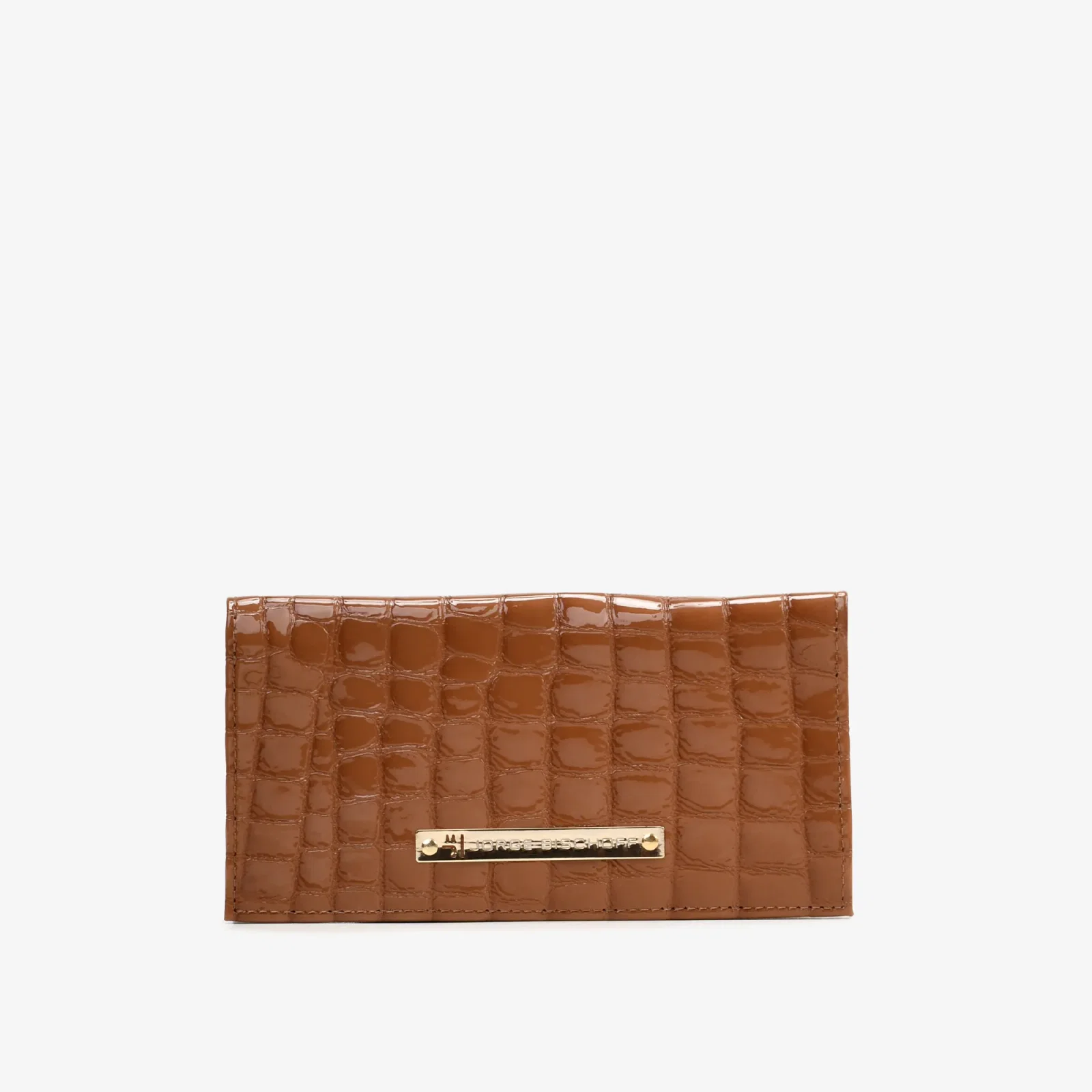 Carteira Envelope Caramelo Mascavo Couro Croco
