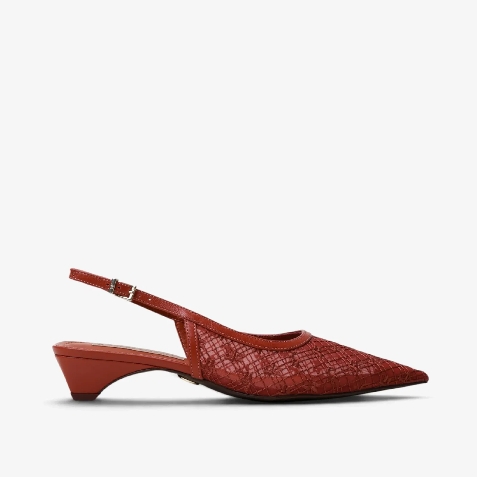 Slingback Caramelo Argila Tela Couro