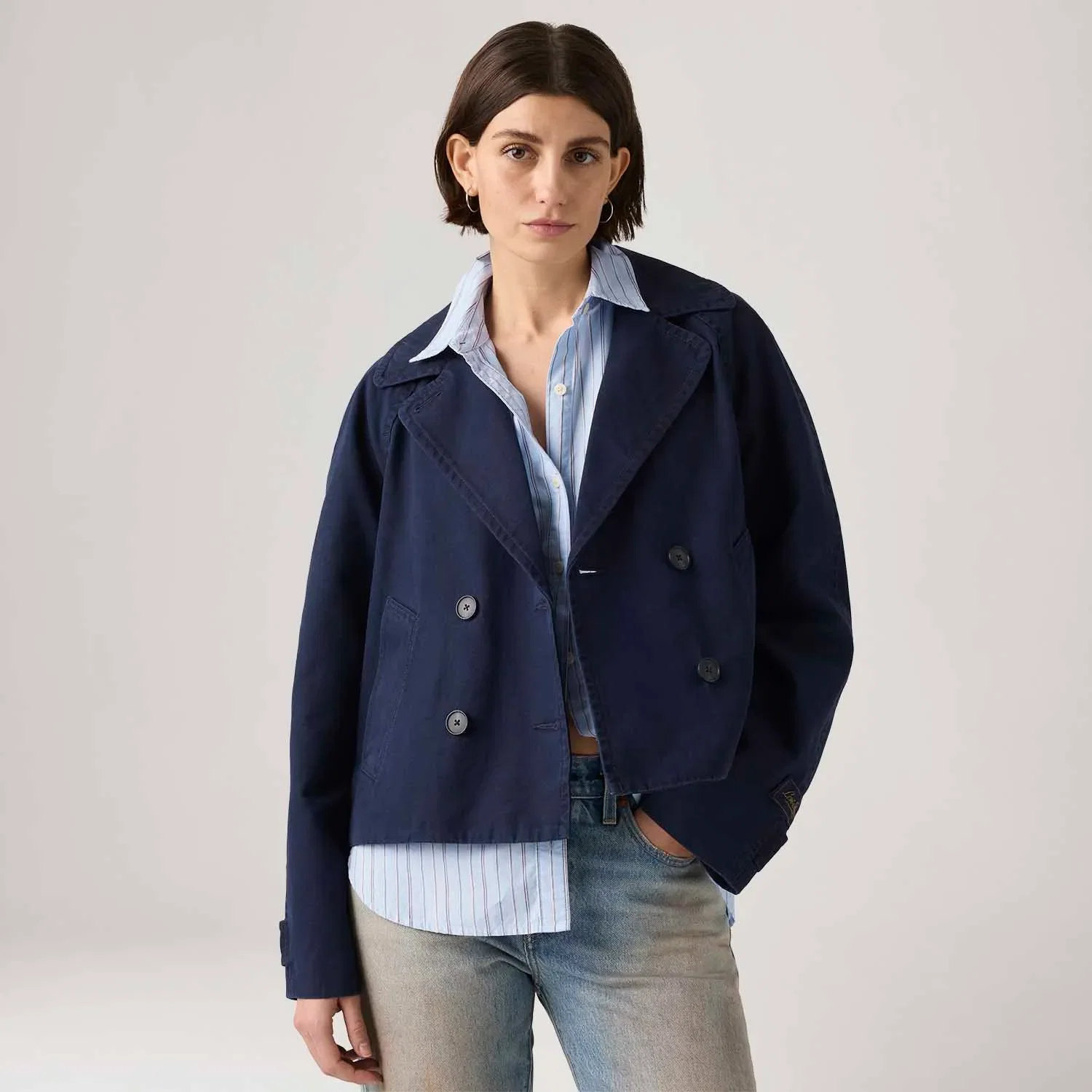 Casaco Levi's® Bree Crop Swing Trench Azul Marinho