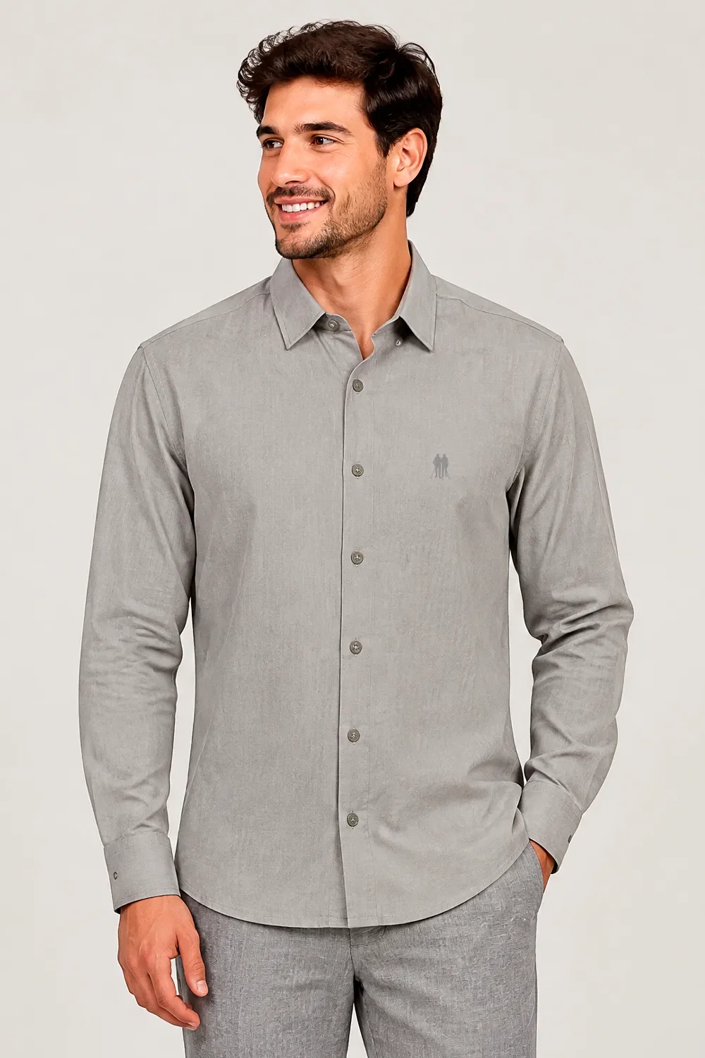Camisa Masculina Aflex Polo Wear Cinza Claro