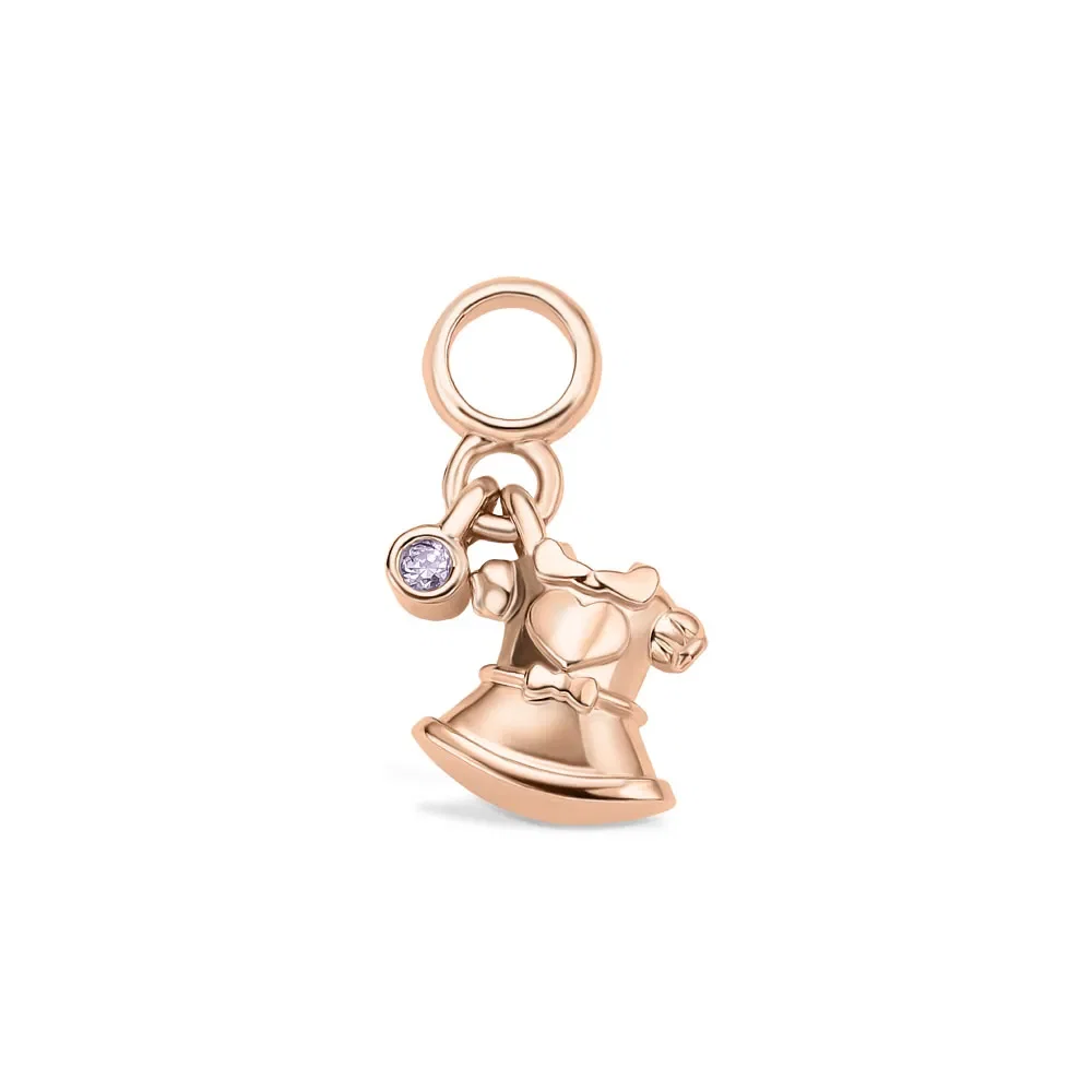 Pingente Life My Girl Vestido em Liga Rosé com Banho de Ouro Rosé 18k com Pedra Rosa — imagem 1