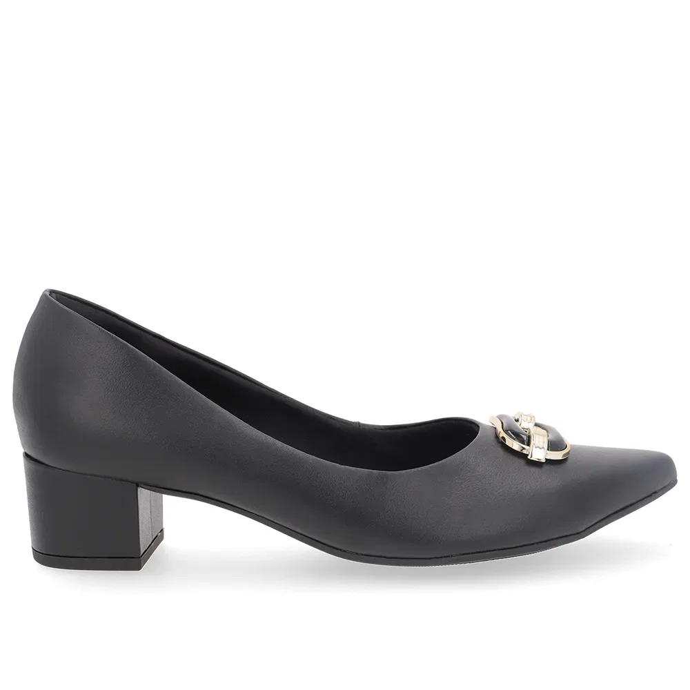 Scarpin Couro Preto Bico Fino — imagem 1