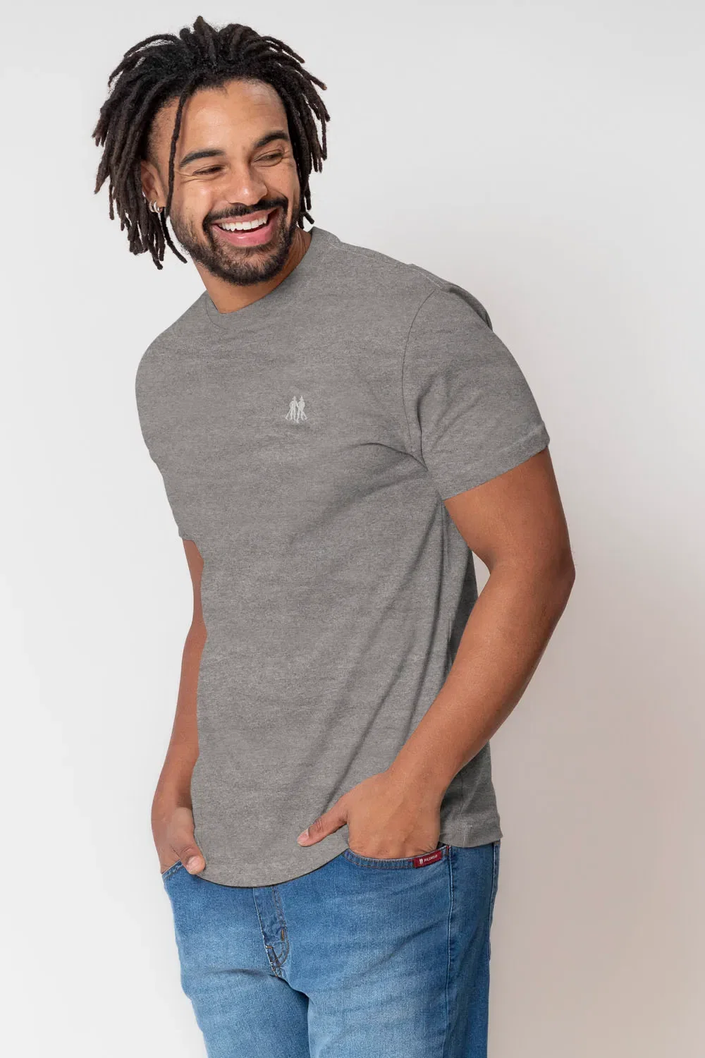 Camiseta Masculina Básica Lisa Casual Polo Wear Mescla Escuro