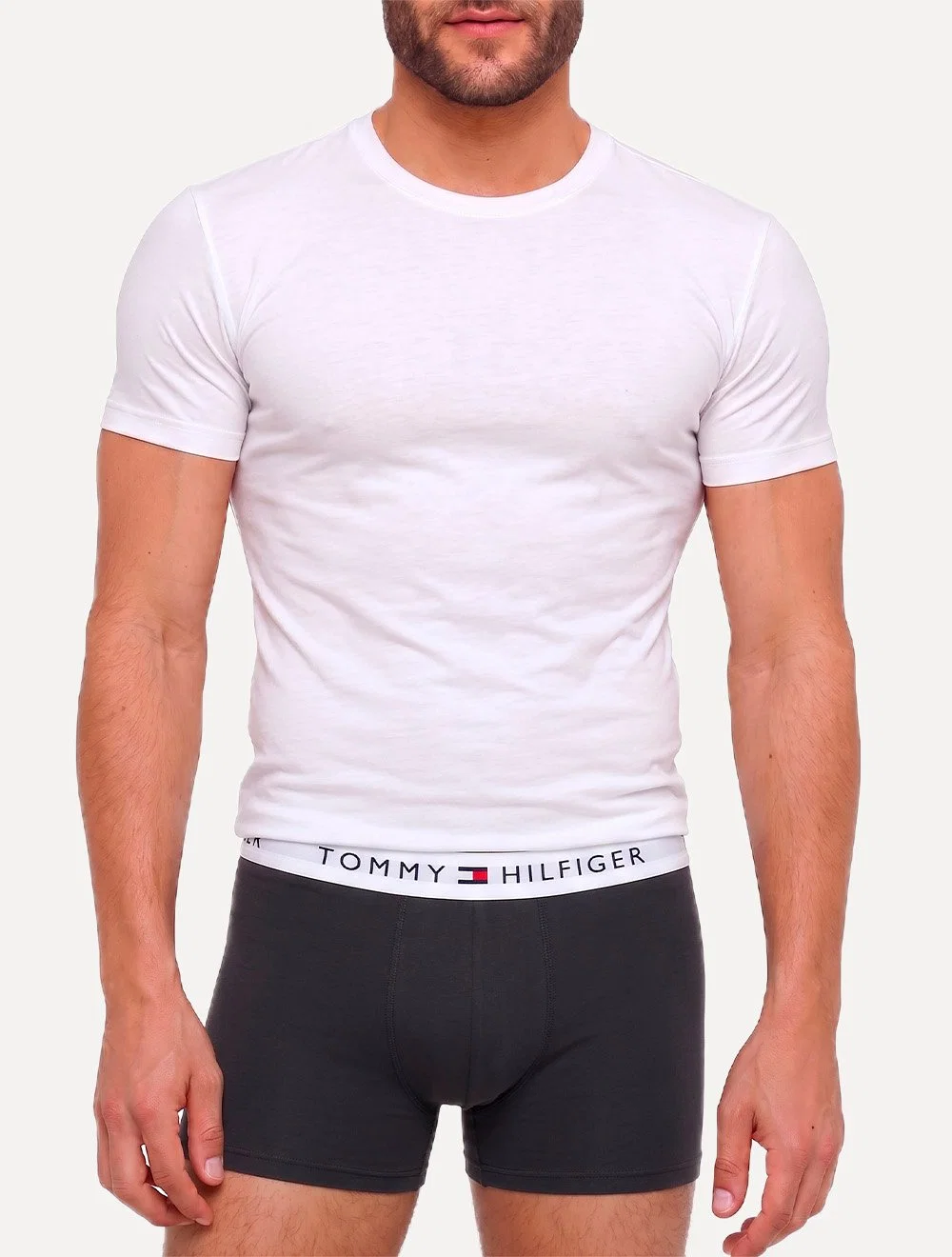 Cueca Tommy Hilfiger Masculina Cotton Stretch Trunk Preta Pack 3UN