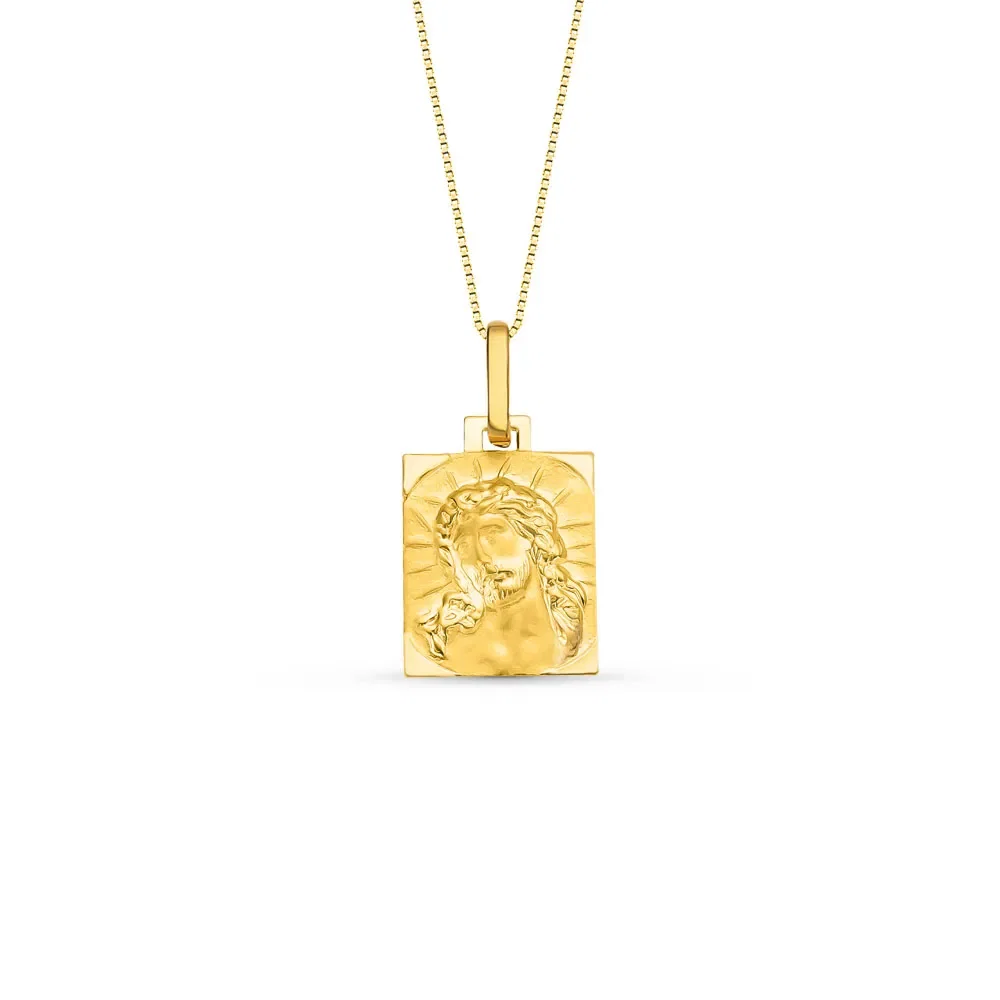 Pingente Medalha Face de Cristo em Ouro Amarelo 18k, 20.5mm — imagem 1