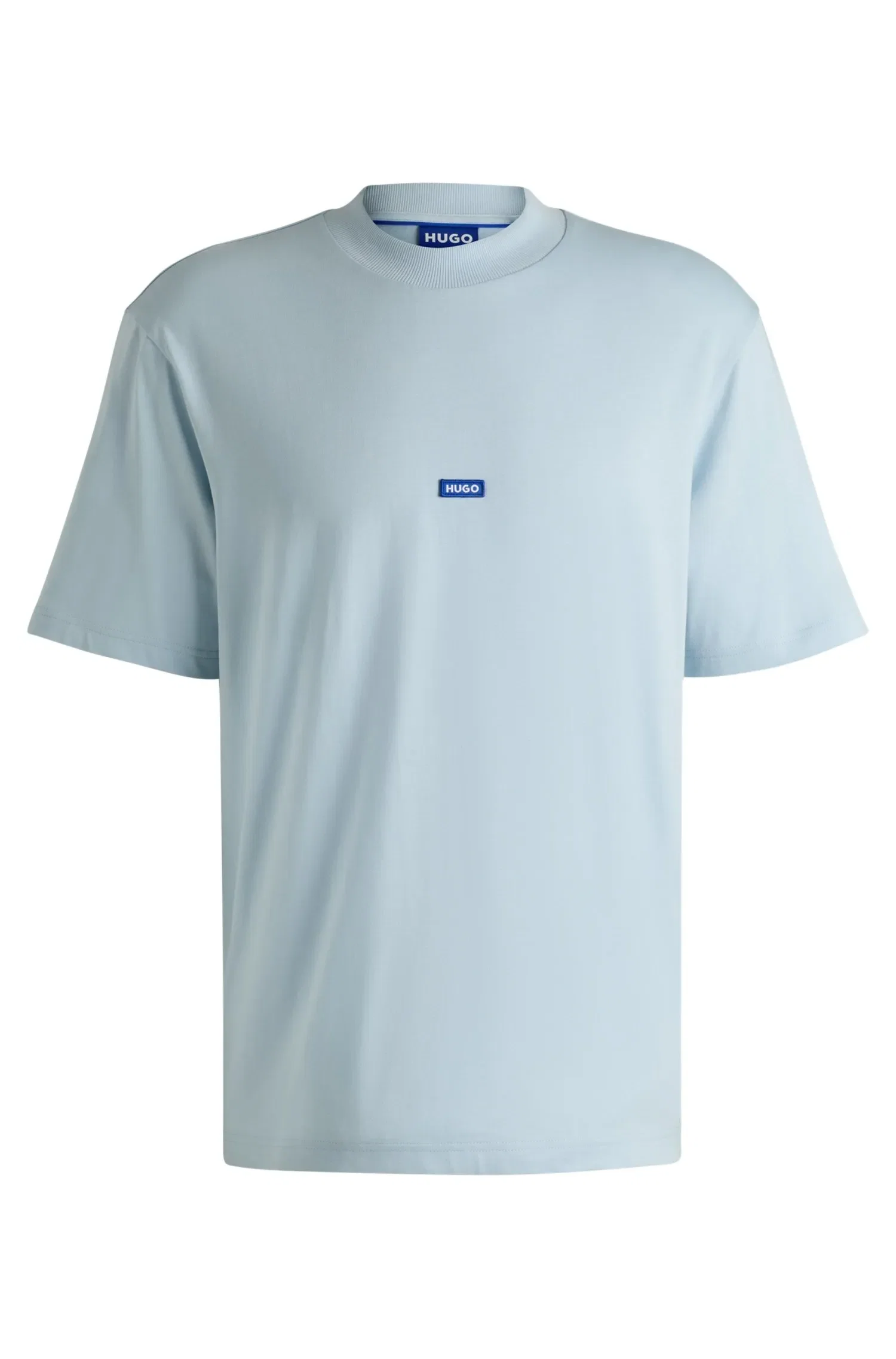Camiseta Em Jersey De Algodão Com Emblema De Logo Azul — imagem 1