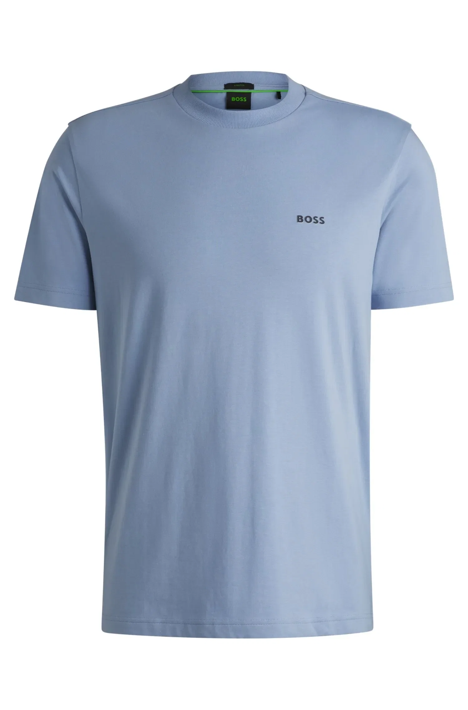 Camiseta Regular De Algodão Elástico Com Logo Contrastante — imagem 1