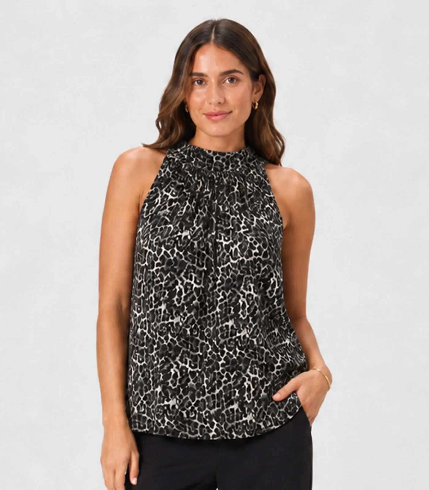 Regata Feminina Viscose Estampada Infinita Cor Preto
