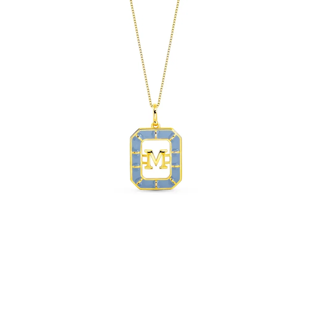 Pingente Alfabeto Letra M em Ouro Amarelo 18k com Esmalte, 14mm — imagem 1