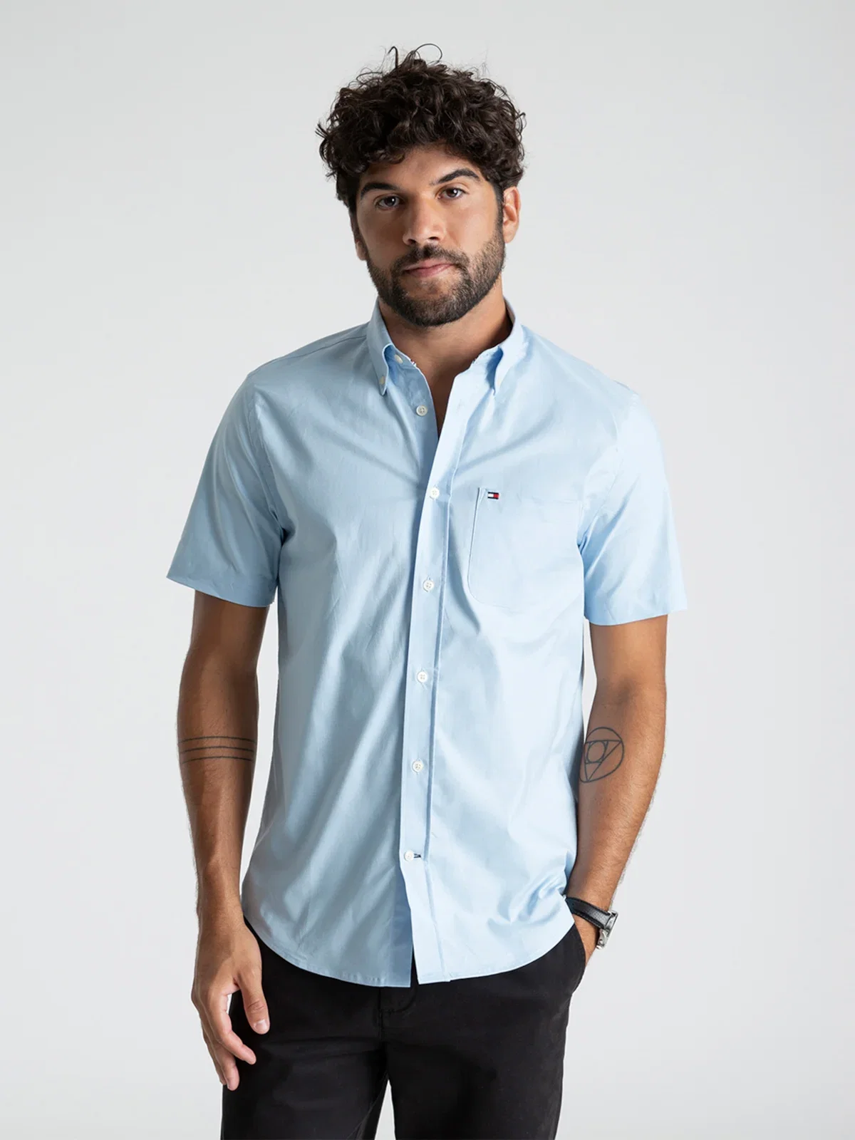 Camisa TOMMY HILFIGER Oxford de Manga Curta — imagem 1