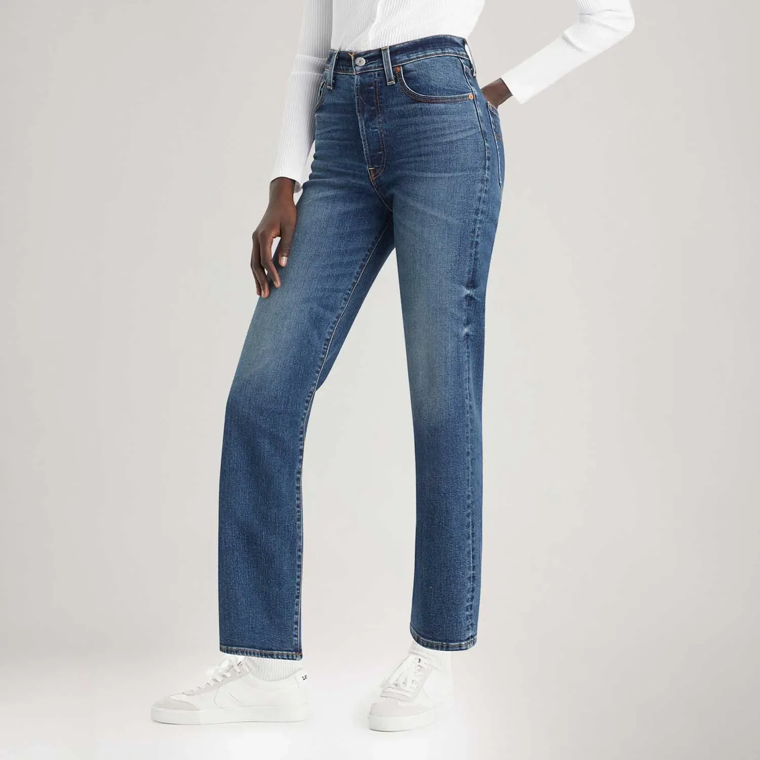 Calça Jeans Levi's® Ribcage Straight Ankle Lavagem Média — imagem 1