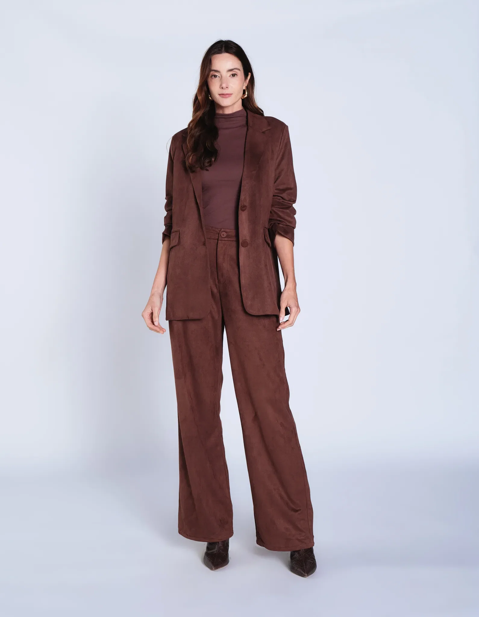 Blazer Alongado Bolsos - Cafe