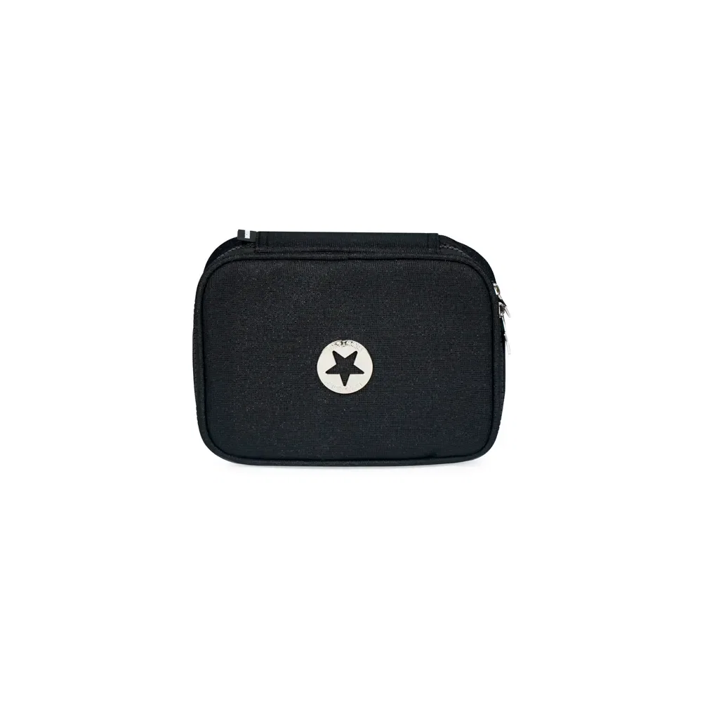 Estojo Box Feminino Grande Preto com Glitter