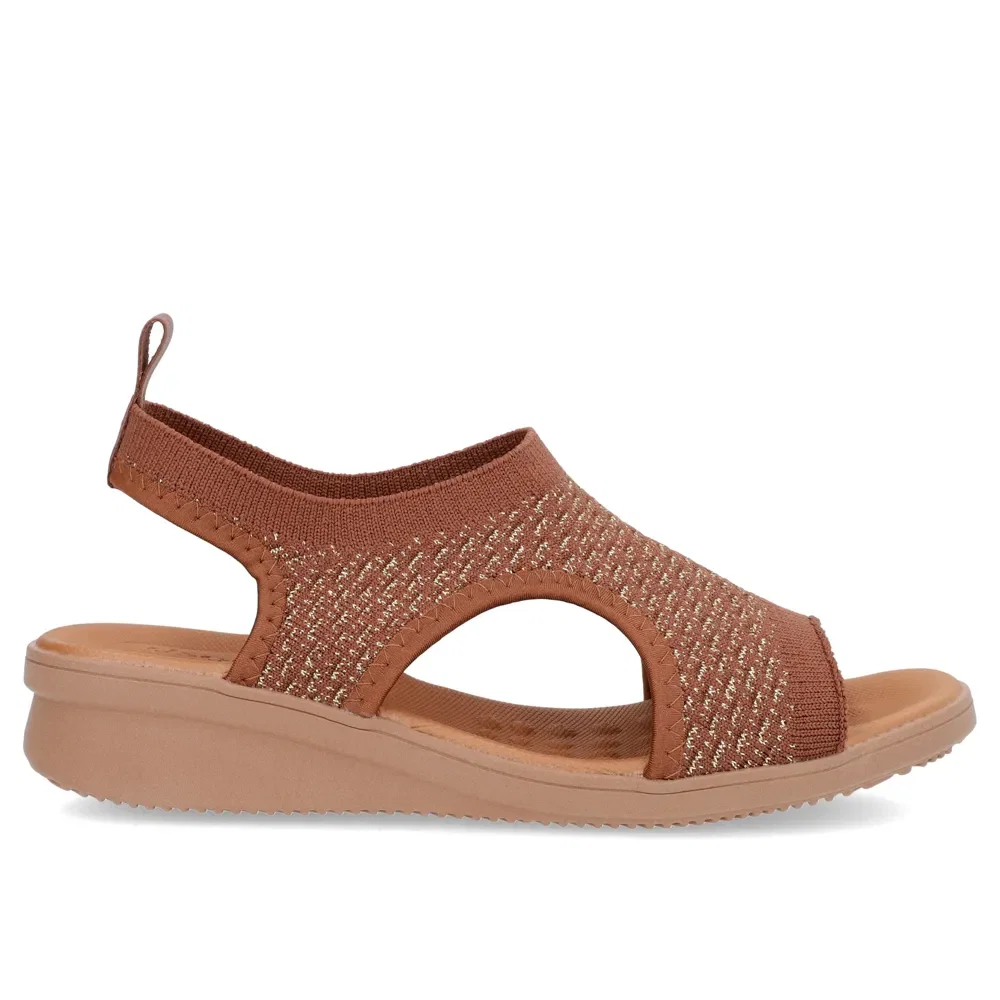 Sandália Plataforma Tecido Tricot Marrom — imagem 1