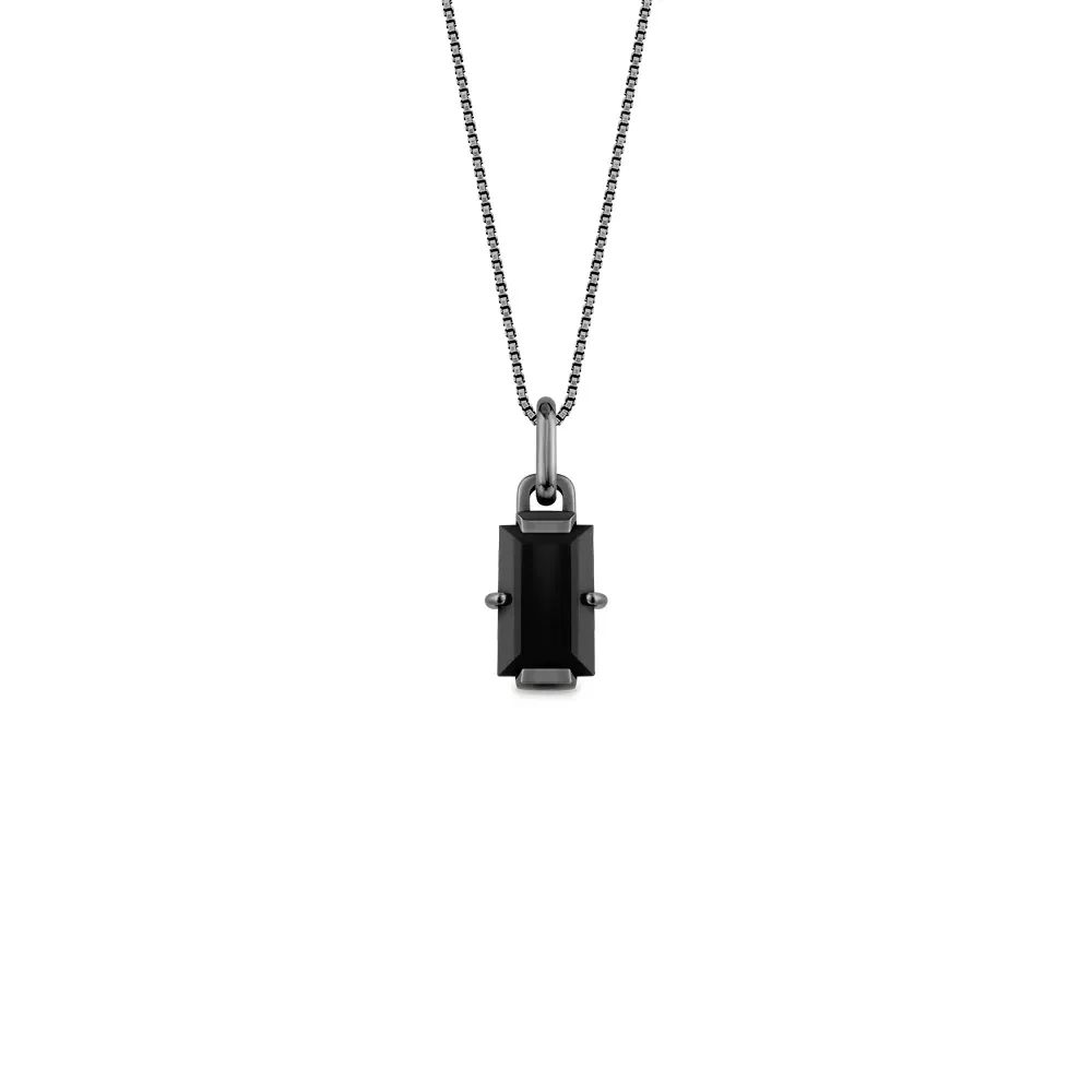 Pingente Black Iron Man em Prata 925 com Ródio Negro e Quartzo Negro, 21mm — imagem 1