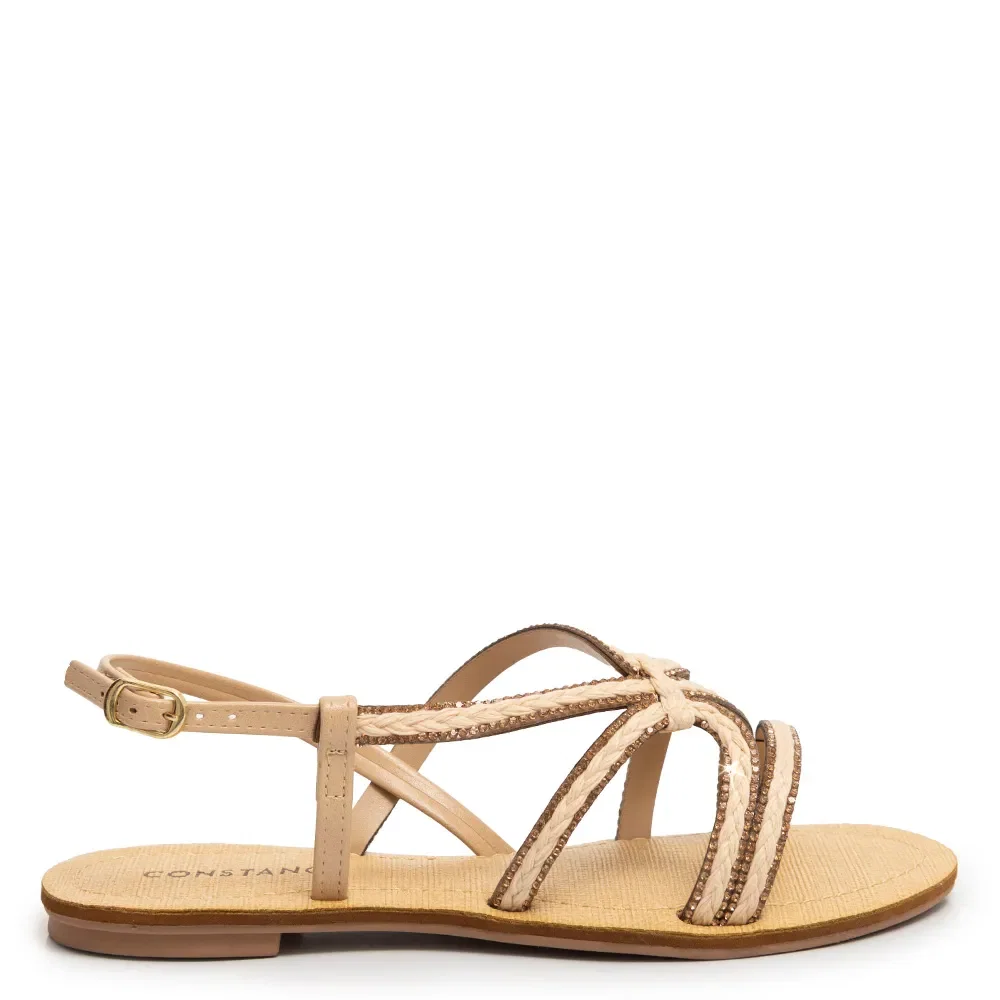 Rasteira Palha Strass