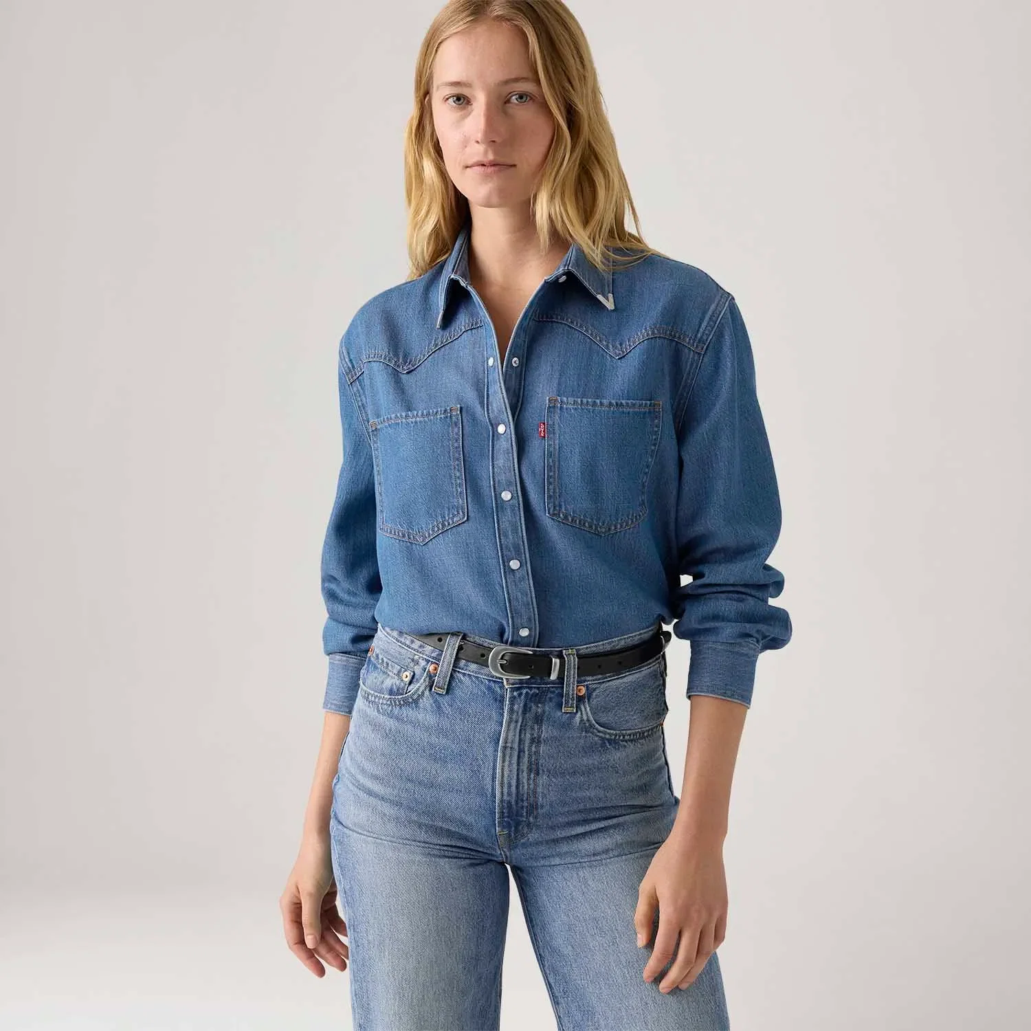 Camisa Jeans Levi's® Teodora Western Lavagem Média — imagem 1