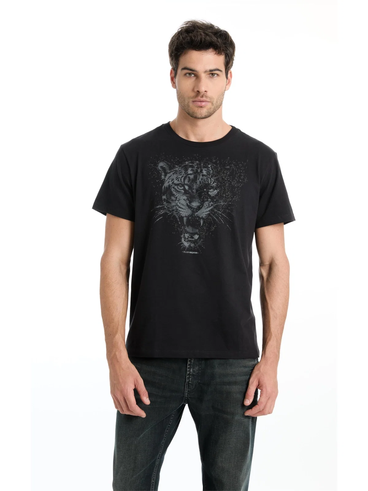 T-Shirt Cotton Fine Onçafari Shine Preto — imagem 1