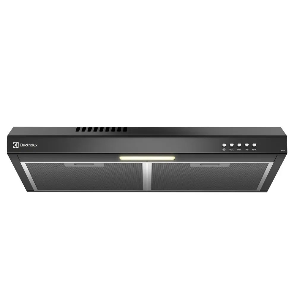 Depurador de Ar Electrolux 60cm Preto Alto Poder de Sucção, Luz LED e Filtragem Dupla (DE6SB)