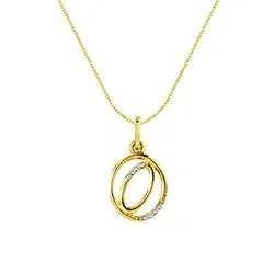 Pingente Letra O em Ouro Amarelo 18k com Diamantes, 15mm — imagem 1