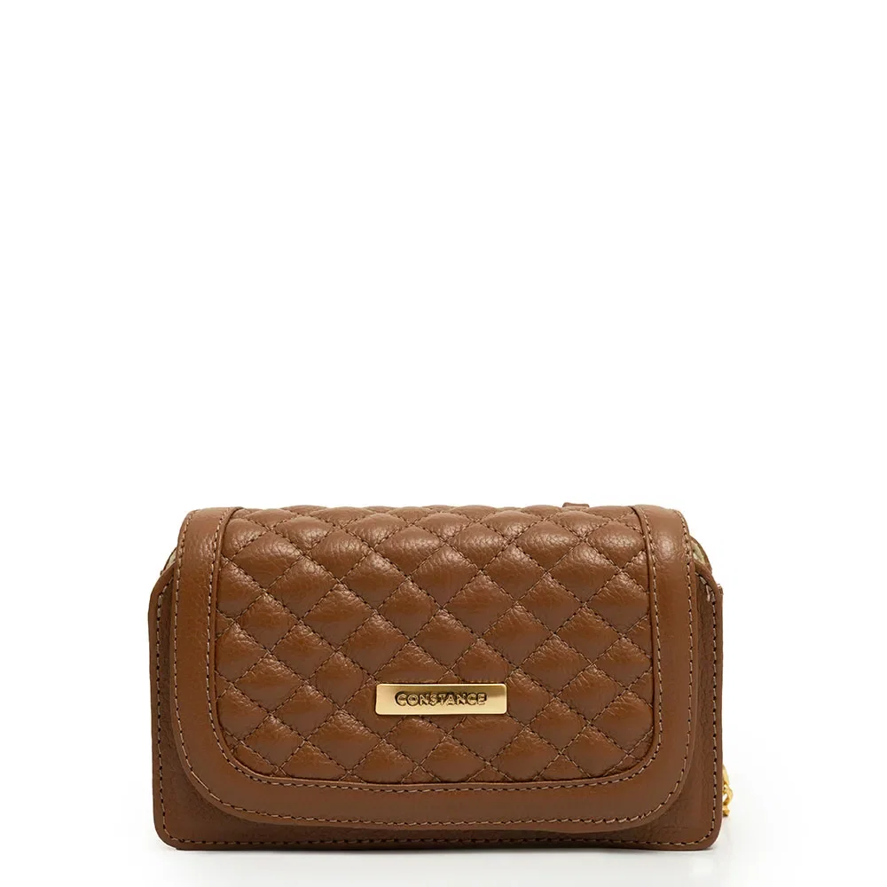 Bolsa Couro Pequena Matelassê Caramelo