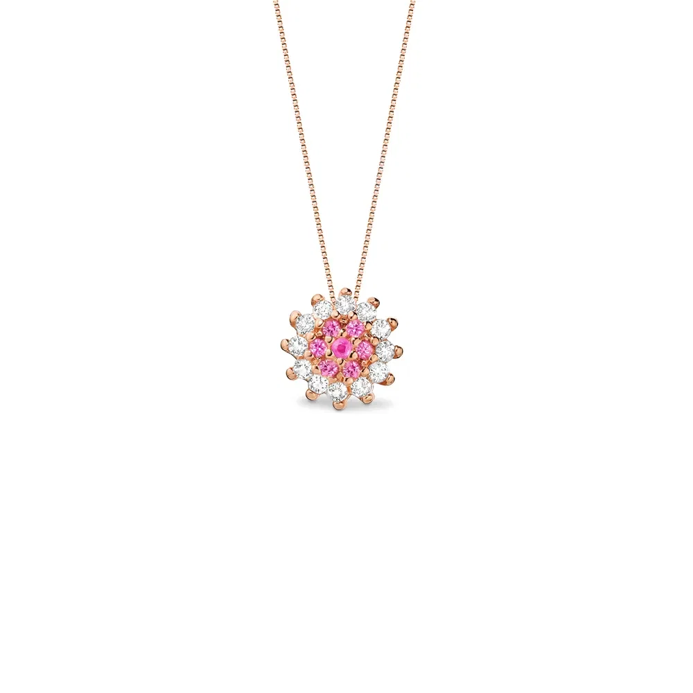 Pingente Margie em Ouro Rosé 18k com Safiras Rosa e Topázios Incolores, 6mm — imagem 1